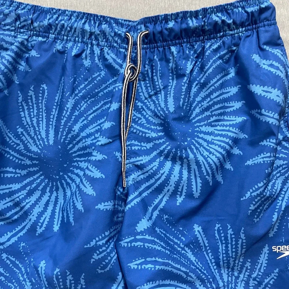 Speedo Swim Trunks Mens Large Blue Abstract‎ Print Lined Board Shorts Beach Surf